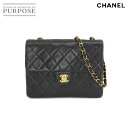 シャネル CHANEL ミニ マトラッセ 20 チェーン ショルダー バッグ レザー ブラック A01163 ゴールド 金具 ヴィンテージ Mini Matelasse Bag 【中古】