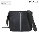 【新品同様】 プラダ PRADA サフィアーノ ショルダー バッグ レザー ブラック V1082R シルバー 金具 Shoulder Bag 【中古】