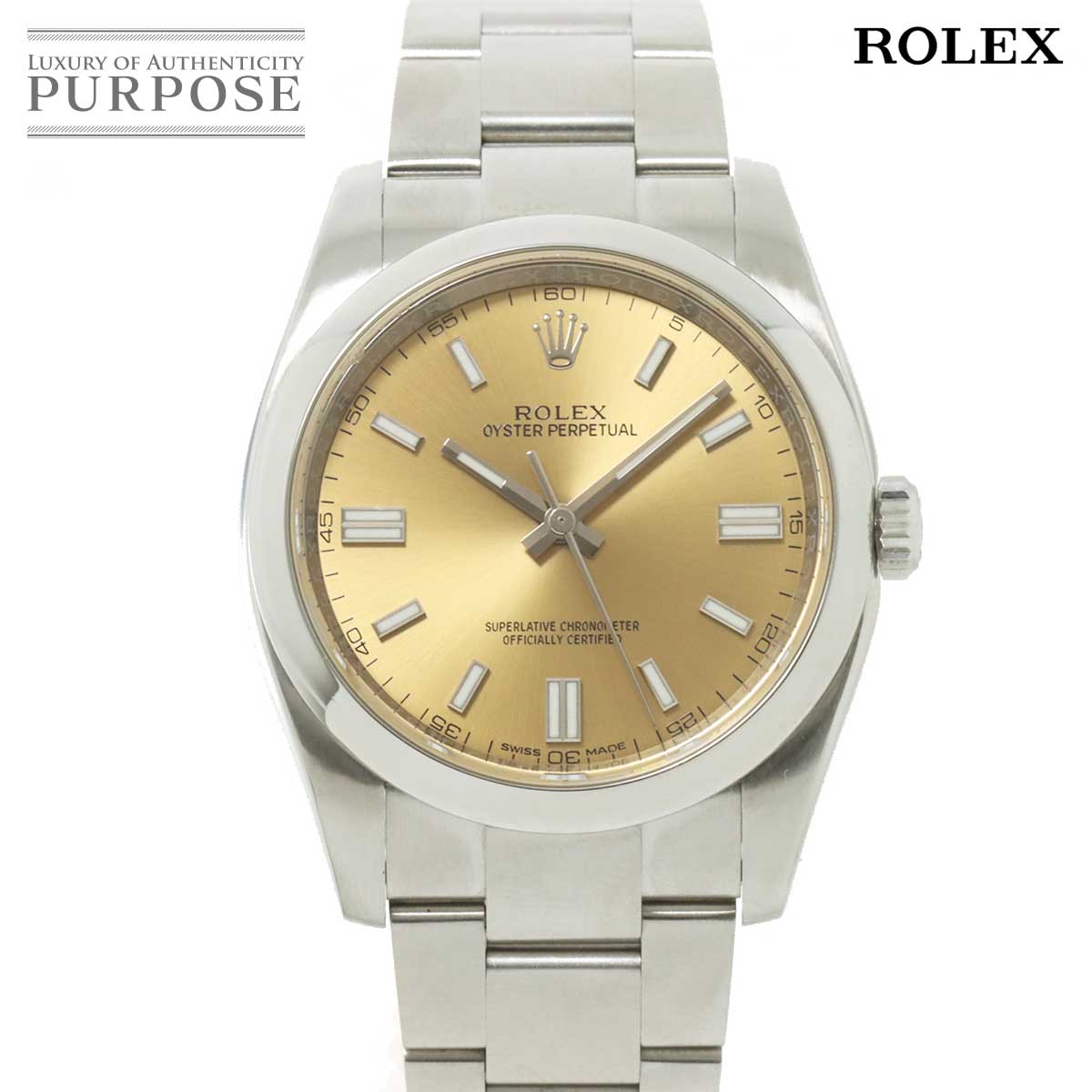 【新品仕上げ 済み】 ロレックス ROLEX オイスターパーペチュアル 116000 ランダム ルーレット メンズ 腕時計 ホワイトグレープ 文字盤 オートマ 自動巻き ウォッチ Oyster Perpetual 【中古】