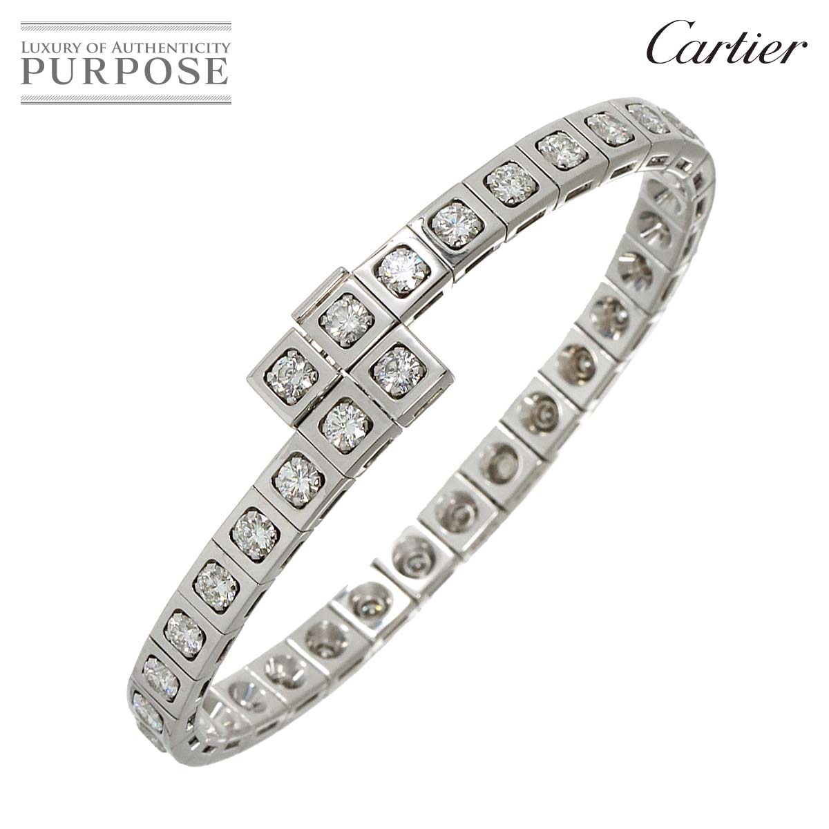 【新品同様】 カルティエ Cartier テクトニック フル ダイヤ バングル 16 K18 WG ホワイトゴールド 750 ブレスレット Bracelet【証明書付き】【中古】