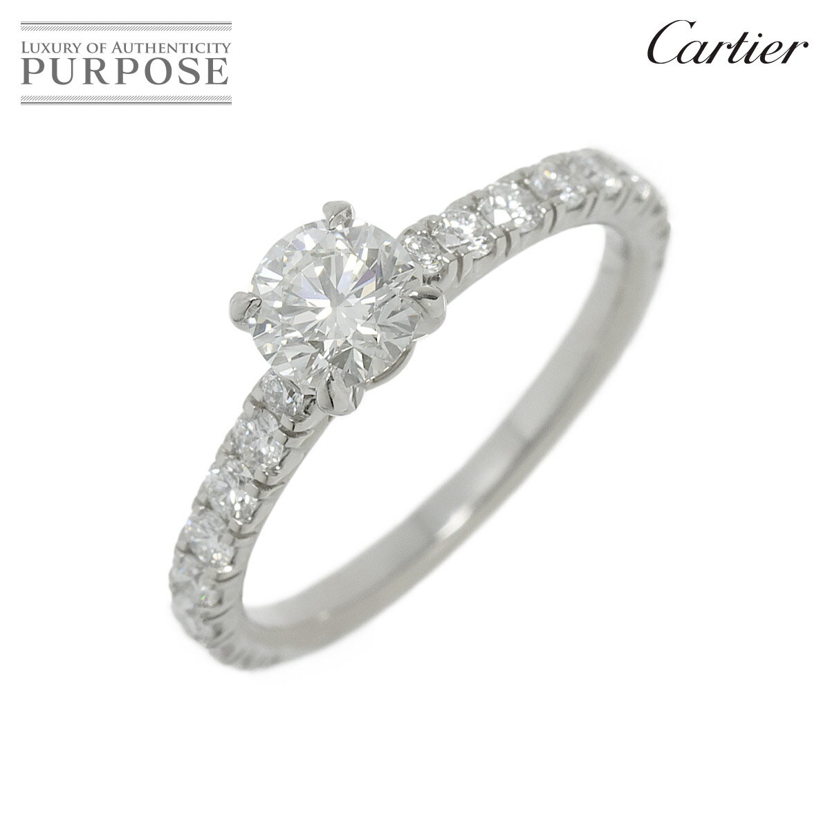 【新品同様】 カルティエ Cartier ソリテール ダイヤ 0.40ct G/VS1/3EX 45 リング Pt 指輪 Solitaire Diamond Ring 【証明書 鑑定書付き】【中古】