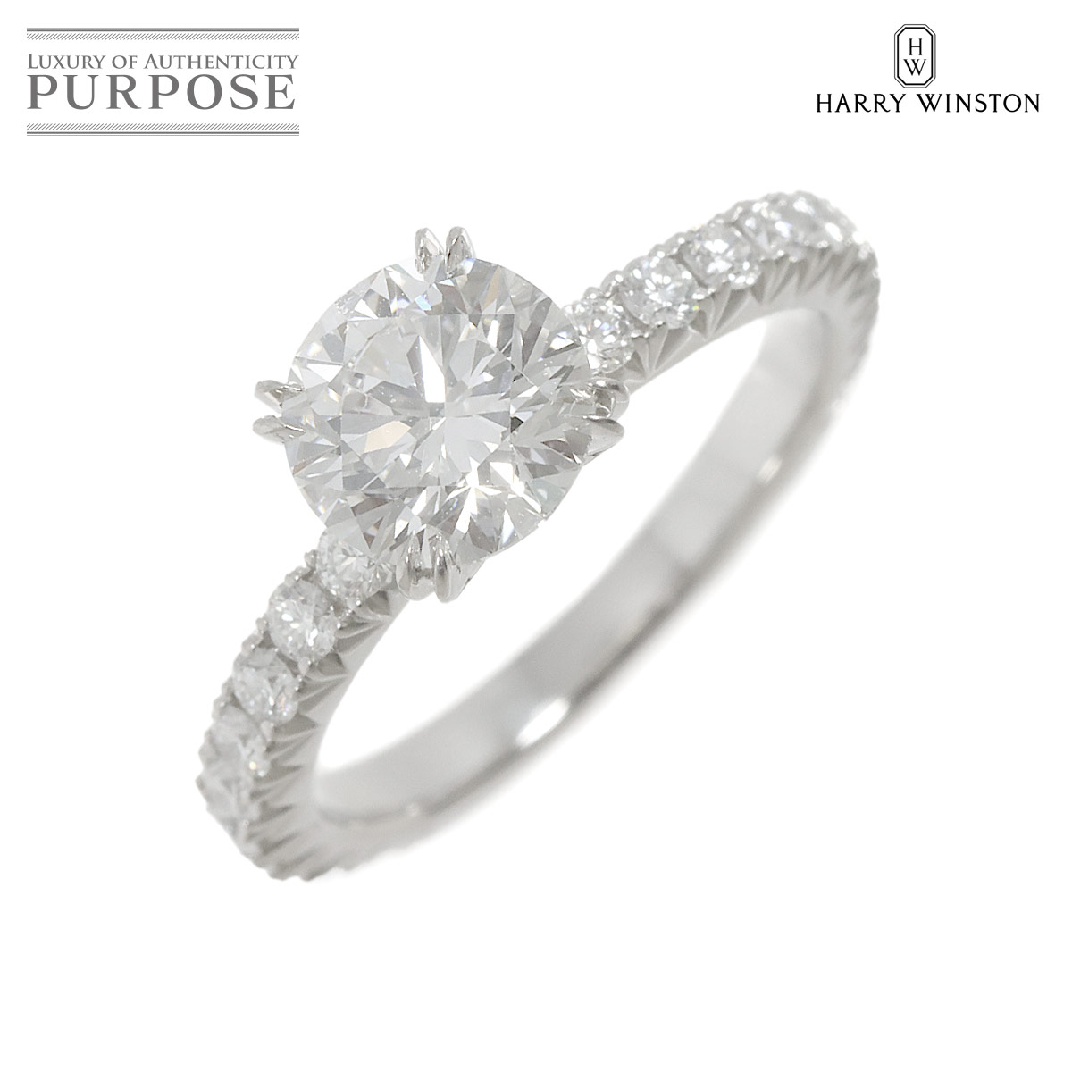 【新品同様】 ハリーウィンストン HARRY WINSTON ロマンス ダイヤ 1.26ct F/VS1/3EX 8.5号 リング Pt プラチナ 指輪 Diamond Ring【証明書 鑑別書付き】【中古】