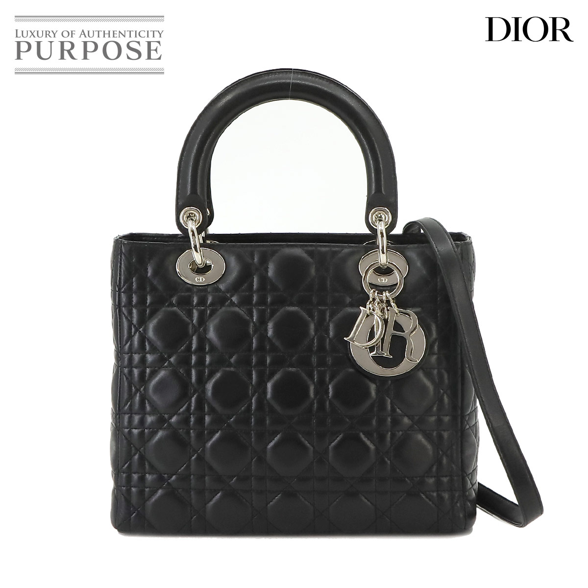 ꥹ ǥ Chiristian Dior ǥǥ ߥǥ 2way ϥ  Хå 쥶 ֥å Lady Dior Medium š