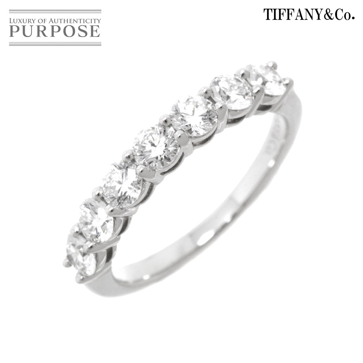 【新品同様】 ティファニー TIFFANY Co. フォーエバー ハーフ ダイヤ 4号 リング ダイヤ 幅3mm Pt プラチナ 指輪 Half Diamond Ring【中古】