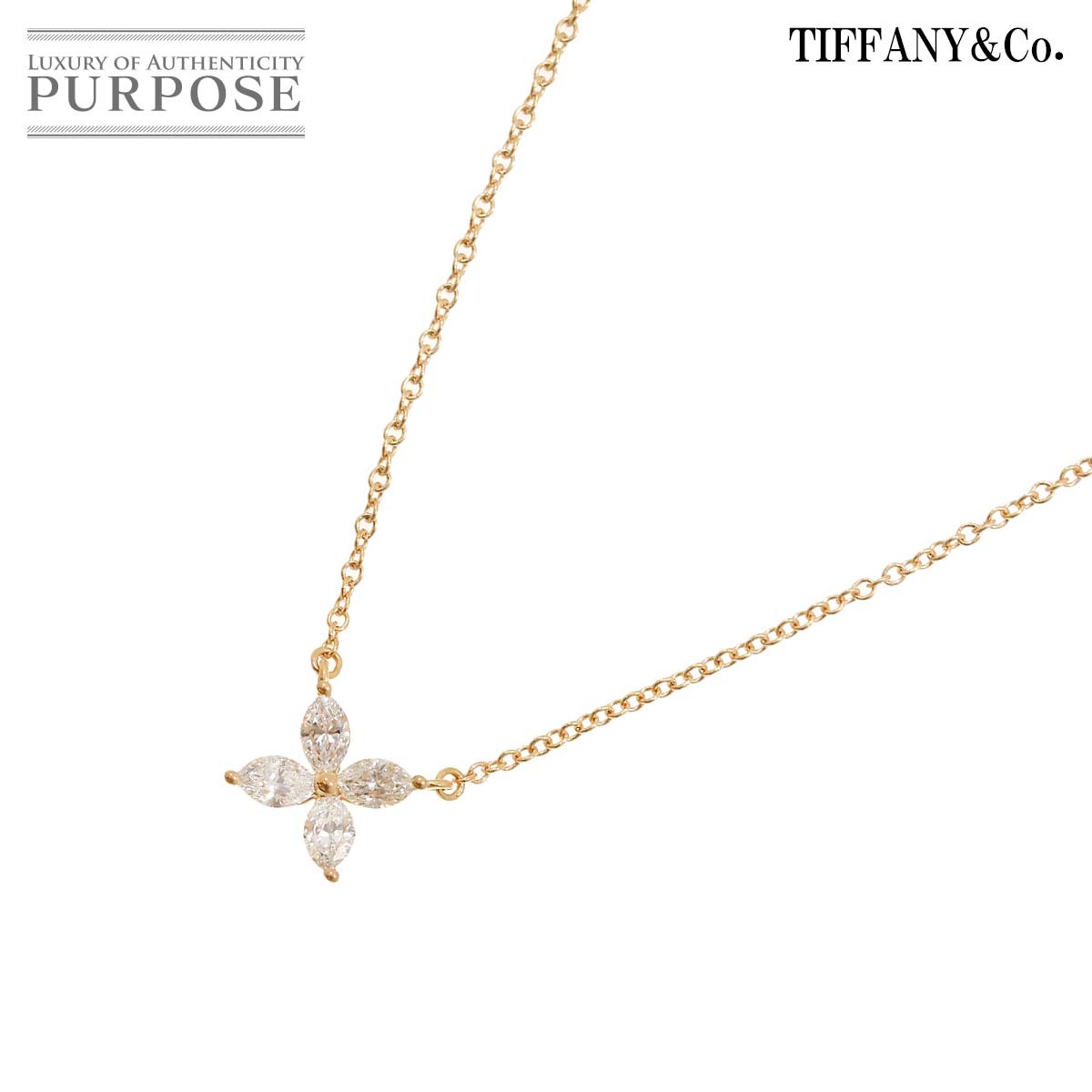 【新品同様】 ティファニー TIFFANY&Co. ビクトリア スモール ダイヤ ネックレス 40cm K18 PG ピンクゴールド 750 Diamond Necklace【中古】