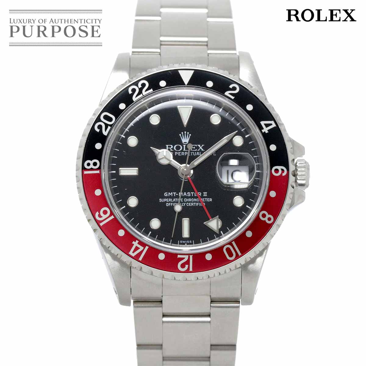 【新品仕上げ 済み】 ロレックス ROLEX GMTマスター2 16710 U番 赤黒ベゼル メンズ 腕時計 デイト ブラック 文字盤 オートマ 自動巻き ウォッチ GMT Master II 【中古】