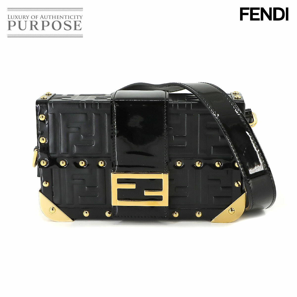 【未使用 展示品】 フェンディ FENDI バゲット トランク スモール ショルダー バッグ エナメル レザー ブラック 7VA507 Baguette Trunk Small Bag 【中古】