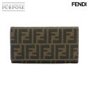 フェンディ FENDI フェンディ ズッカ柄 二つ折り 長財布 PVC レザー ブラウン パープル 8M0000 ゴールド 金具 Wallet 【中古】