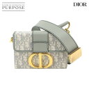 【未使用 展示品】 クリスチャン ディオール Christian Dior オブリーク 30 モンテーニュ ボックス ショルダー バッグ レザー キャンバス グレー M9204UTZQ 30 Montaigne Box Bag 【中古】