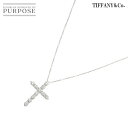 【新品同様】 ティファニー TIFFANY Co. ミディアム クロス ダイヤ ネックレス 41cm Pt プラチナ Diamond Necklace【中古】