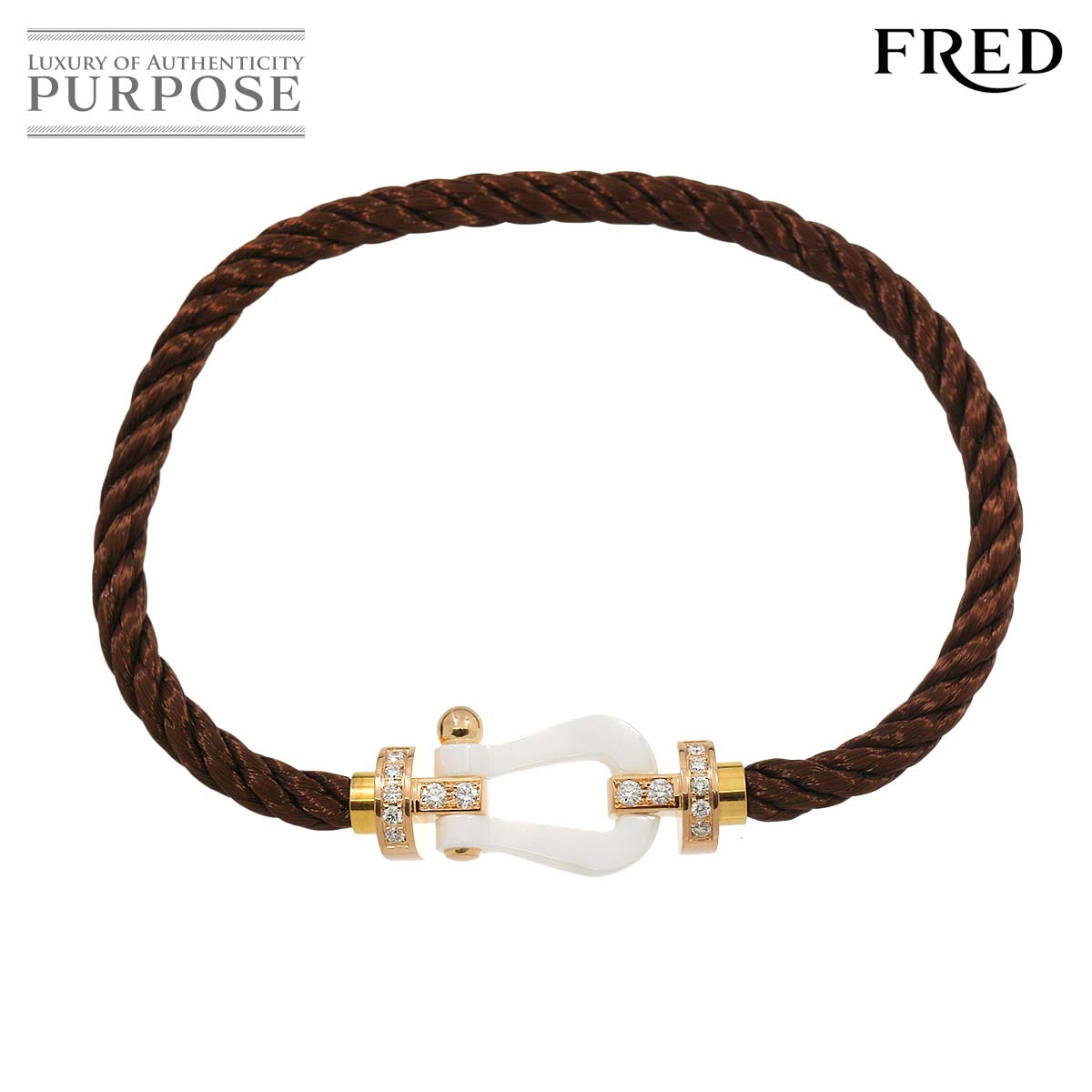  フレッド FRED フォース10 LM ハーフダイヤ ブレスレット #18 セラミック K18 PG ピンクゴールド ケーブル 750 Force 10 Diamond Bracelet