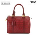 フェンディ FENDI ズッキーノ スモール ボストン バッグ PVC レザー レッド 8BL068 Hand Bag 【中古】