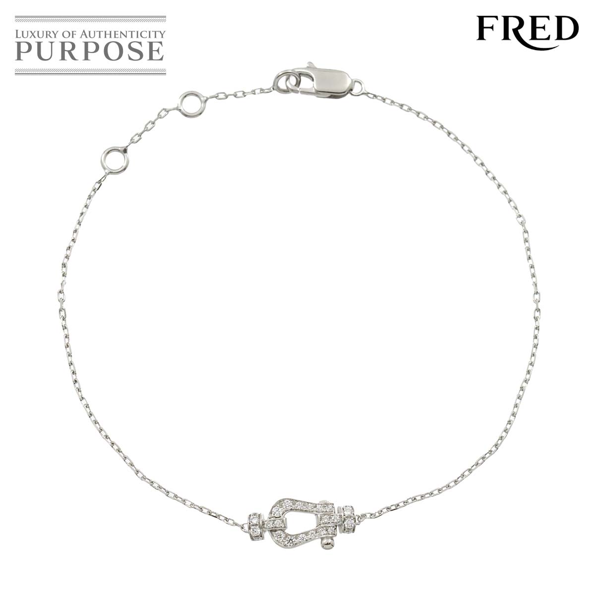 【新品同様】 フレッド FRED フォース10 SM フルダイヤ ブレスレット 17cm K18 WG ホワイトゴールド チェーン 750 Force 10 Diamond Bracelet【証明書付き】【中古】のサムネイル