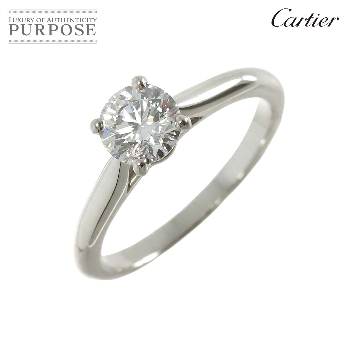 【新品同様】 カルティエ Cartier ソリテール ダイヤ 0.64ct F/VVS2/EX #49 リング Pt プラチナ Solitaire Ring 【証明書・鑑定書付き】【中古】