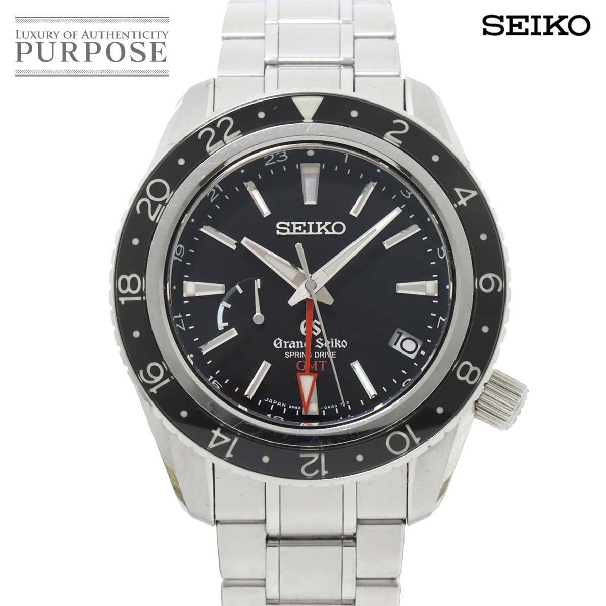 セイコー SEIKO グランドセイコー スプリングドライブ GMT SBGE001 マスターショップ限定 メンズ 腕時計 9R66-0AA0 デイト ブラック 文字盤 パワーリザーブ 自動巻き GRAND SEIKO 【中古】