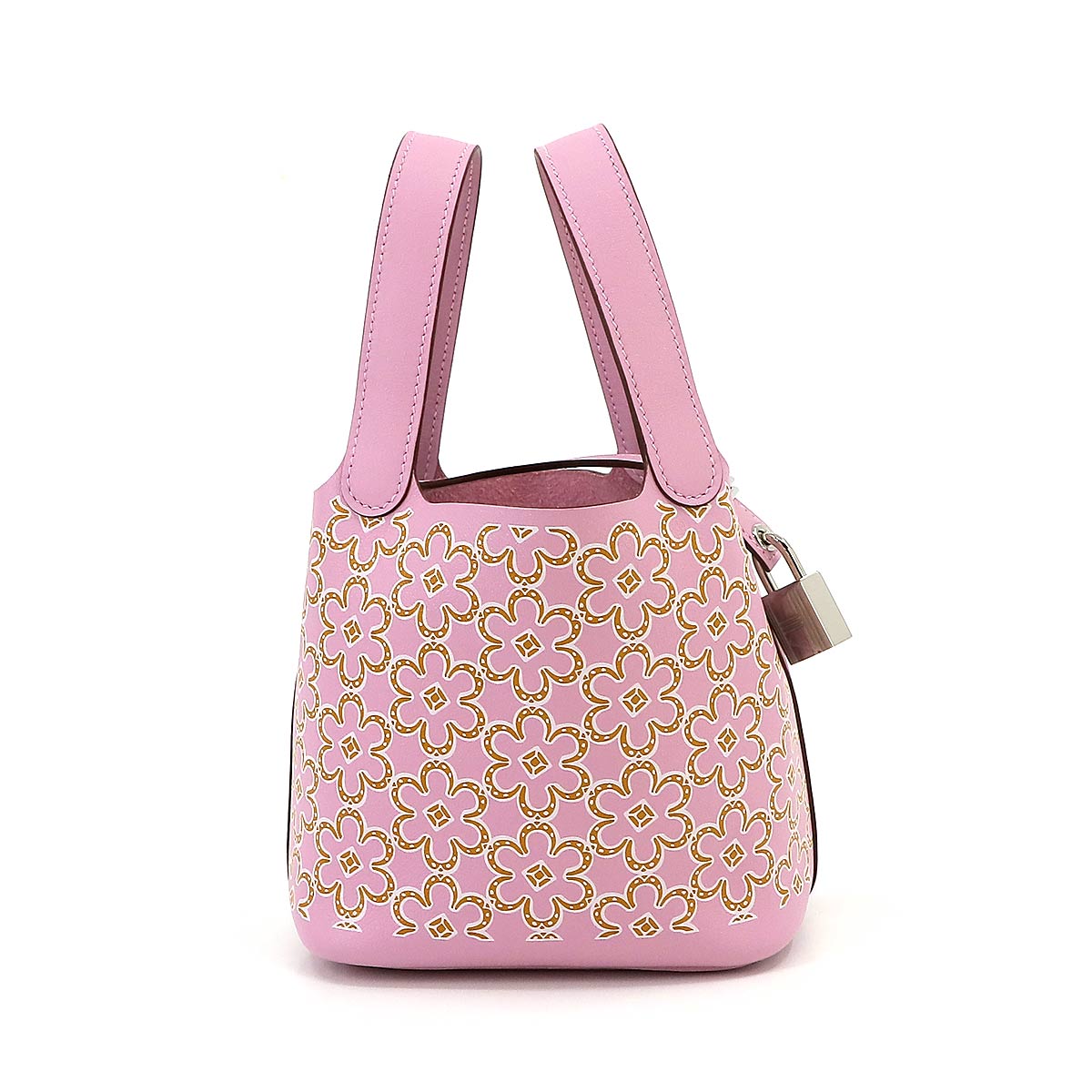 【未使用 展示品】 エルメス HERMES ピコタンロック マイクロ ラッキーデイジー ハンド バッグ スイフト モーヴシルベストル キュイーブル ホワイト U刻印 Picotin Lock Micro 【中古】