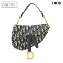 【新品同様】 クリスチャン ディオール Christian Dior オブリーク サドル ミニ ハンド バッグ キャンバス レザー ネイビー M0447CTZQ Saddle Mini Bag 【中古】