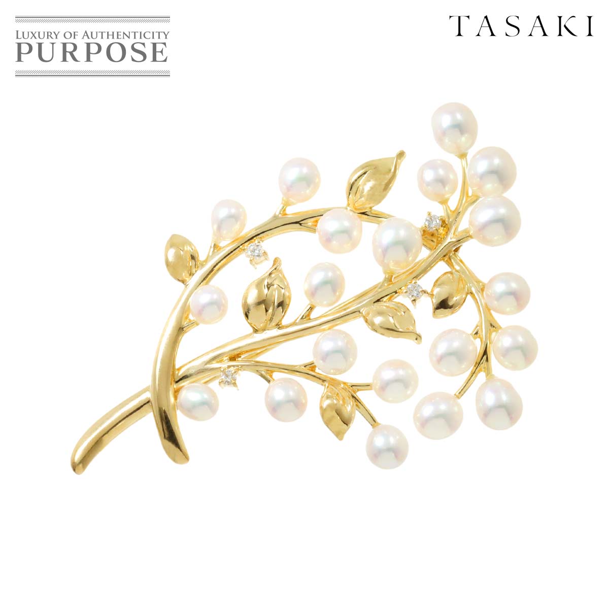 ڿƱ͡  TASAKI ø忿  0.09ct ֥ K18 YG  750 ѡ ĺ꿿 Pearl Broochš