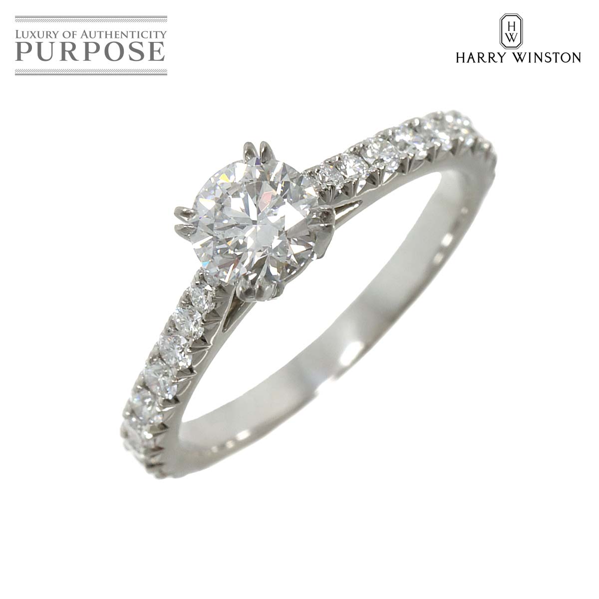 【新品同様】 ハリーウィンストン HARRY WINSTON ブリリアント ラブ ダイヤ 0.52ct E/VVS1/3EX 11号 リング Pt 指輪 Diamond Ring【証明書 鑑定書付き】【中古】