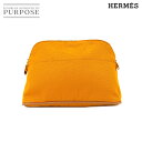 エルメス HERMES ボリード ポーチ MM コットンキャンバス レザー イエロー シルバー 金具 Bolide Pouch 【中古】