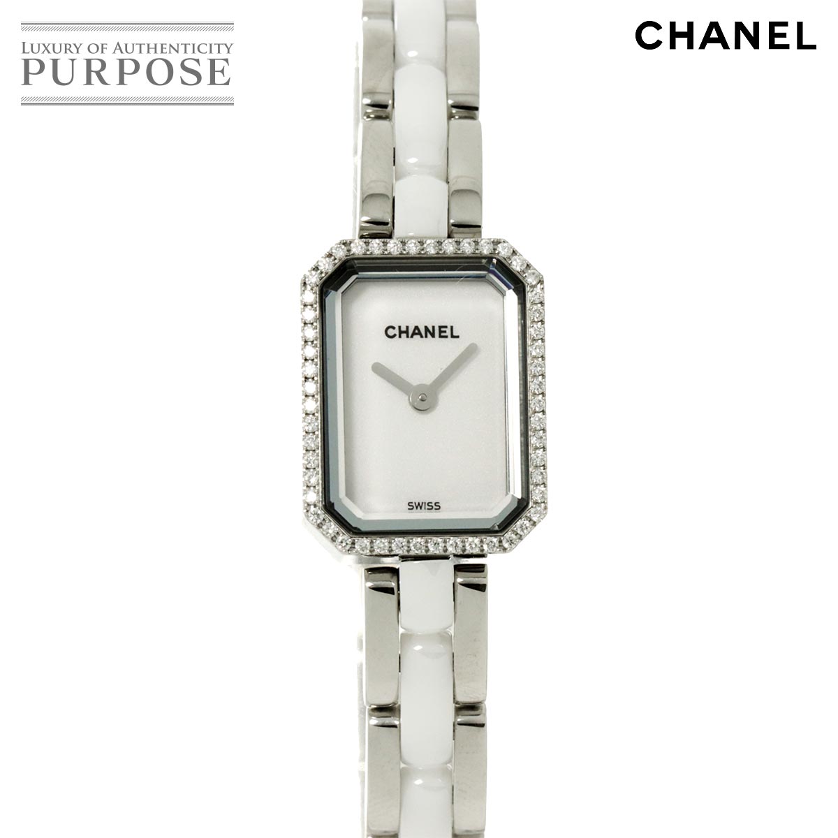 シャネル CHANEL プルミエール H2132 レディース 腕時計 ダイヤベゼル ホワイト セラミ ...