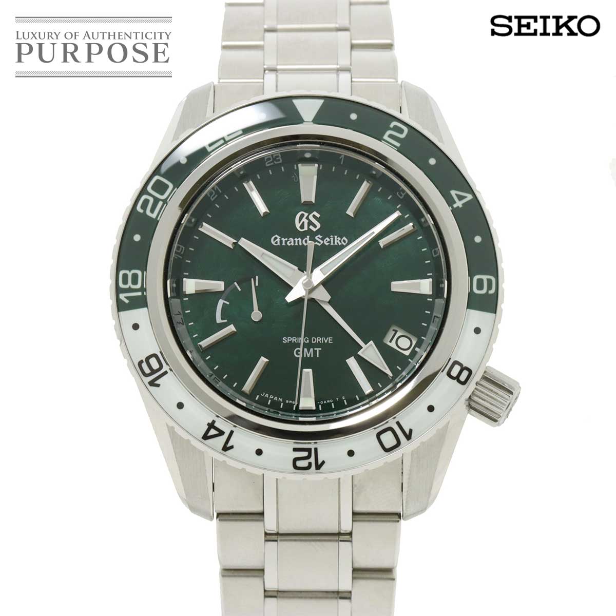 グランドセイコー GRAND SEIKO スプリングドライブ スポーツコレクション GMT SBGE295 メンズ 腕時計 9R66-0BK0 デイト グリーン 文字盤 自動巻き Spring Drive 【中古】