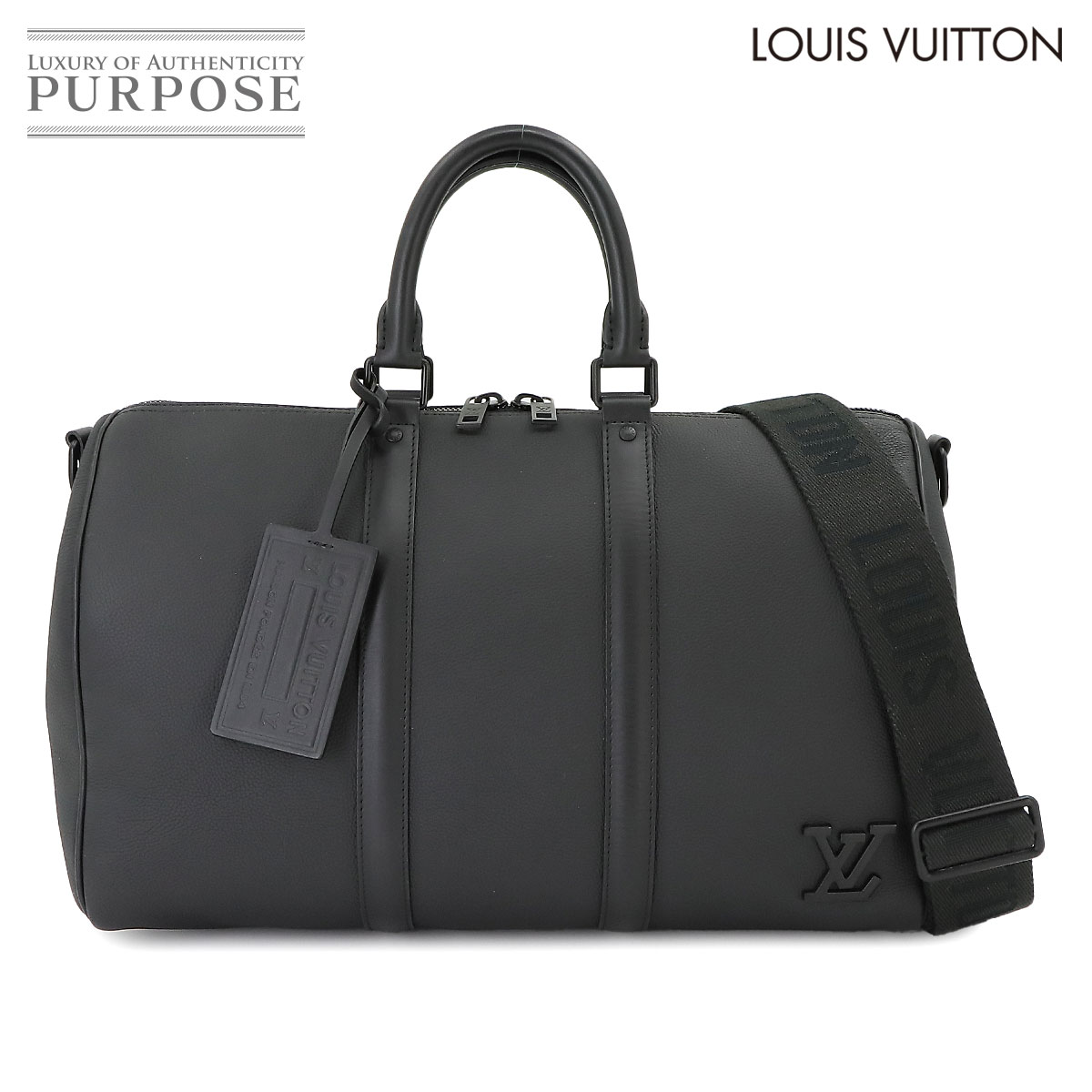 【新品同様】 ルイ ヴィトン LOUIS VUITTON アエログラム キーポル バンドリエール 40 2way ボストン ショルダー バッグ レザー ブラック M57088 RFID Keepall Bandouliere 【中古】