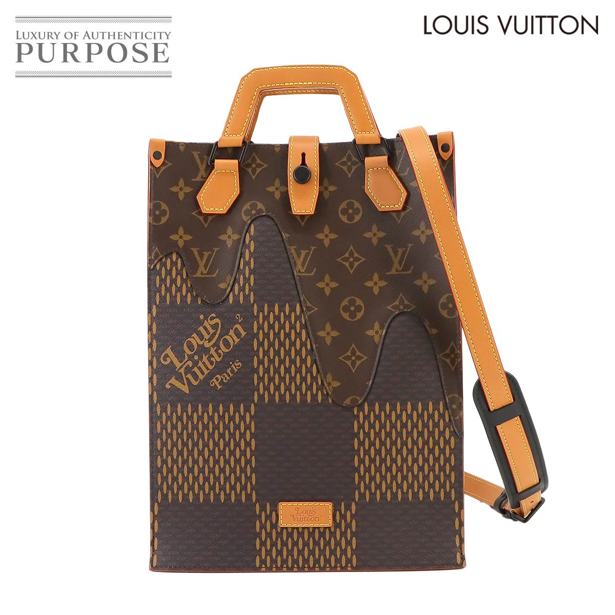 【新品同様】 ルイ ヴィトン LOUIS VUITTON ジャイアント ダミエ モノグラム 2way ミニ トート ショルダー バッグ NIGO コラボ エベヌ RFID N40355 Giant Damier Mini Tote 【中古】