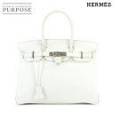 【新品同様】 エルメス HERMES バーキン30 ハンド バッグ トリヨンクレマンス ホワイト □K刻印 シルバー 金具 Birkin 30 【中古】