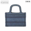 【新品同様】 クリスチャン ディオール Christian Dior オブリーク デニム ブック トート ミニ バッグ キャンバス ブルー Book Tote Mini 【中古】