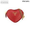 【未使用 展示品】 プラダ PRADA サフィアーノ ハート チェーン ポーチ レザー レッド ストラップ付 1TL400 Heart Pouch 【中古】