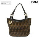 【未使用 展示品】 フェンディ FENDI ズッカ柄 トート バッグ キャンバス レザー ブラウン 8BH156 ゴールド 金具 Zucca Tote Bag 【中古】