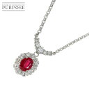  ルビー 1.16ct ダイヤ 1.00ct Pt プラチナ ネックレス 41.5cm Ruby Necklace