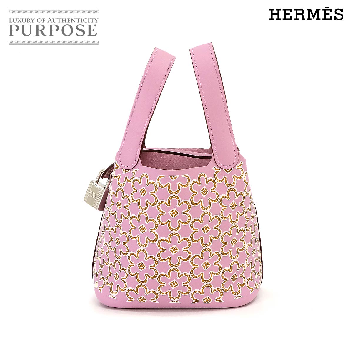 【未使用 展示品】 エルメス HERMES ピコタンロック マイクロ ラッキーデイジー ハンド バッグ スイフト モーヴシルベストル キュイーブル ホワイト U刻印 Picotin Lock Micro 【中古】のサムネイル