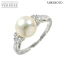 【新品同様】 ミキモト MIKIMOTO 9号 リング アコヤ真珠 8.1mm ダイヤ Pt プラチナ パール 指輪 Akoya Pearl Ring【中古】