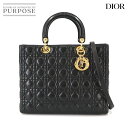 【新品同様】 クリスチャン ディオール Christian Dior レディディオール ラージ 2way ハンド ショルダー バッグ レザー ブラック CAL44560 Lady Dior 【中古】