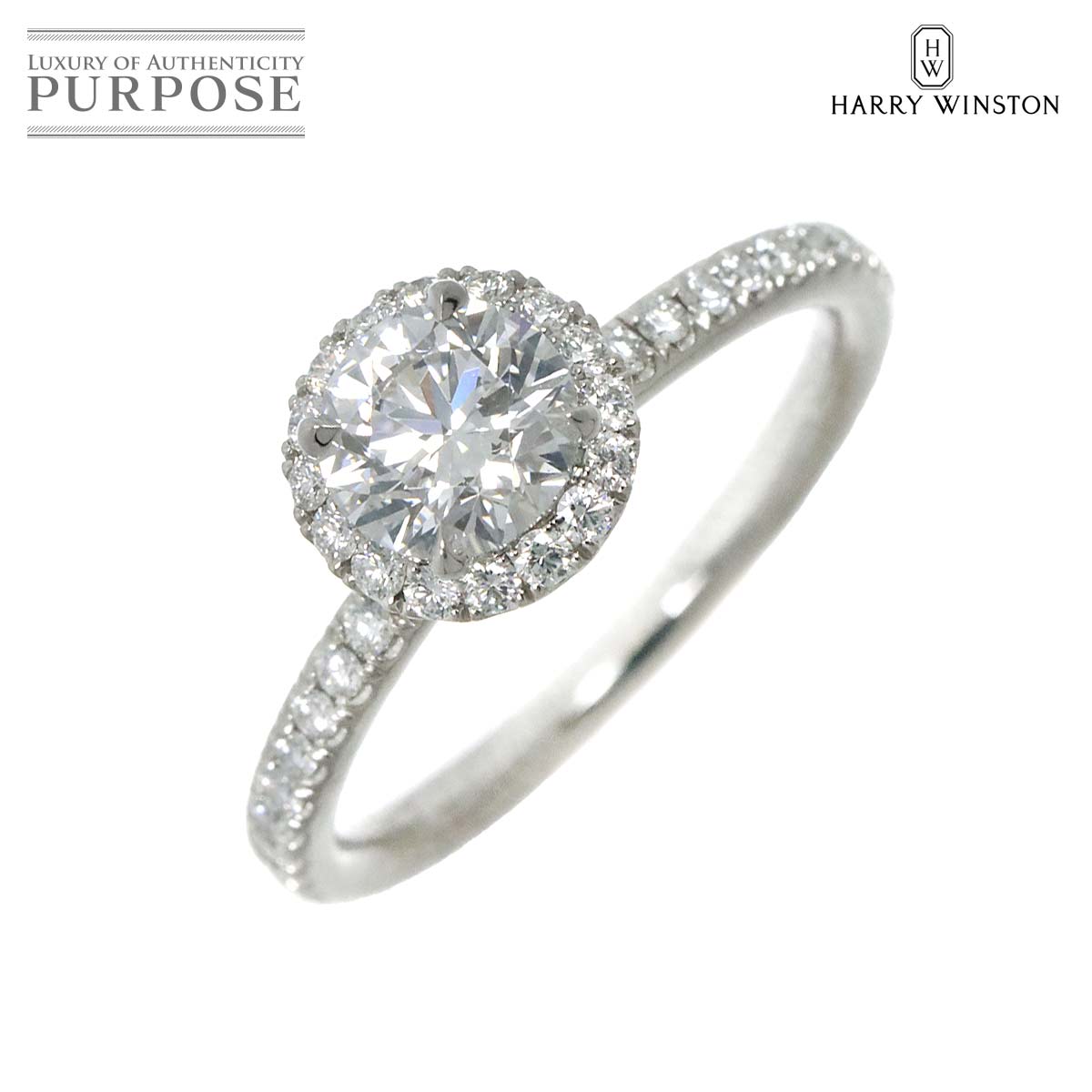 【新品仕上げ】 ハリーウィンストン HARRY WINSTON ラウンド マイクロパヴェ ダイヤ 0.58ct D/VS1/3EX 6号 リング Pt プラチナ 指輪 HW Diamond Ring【証明書 鑑定書付き】【中古】