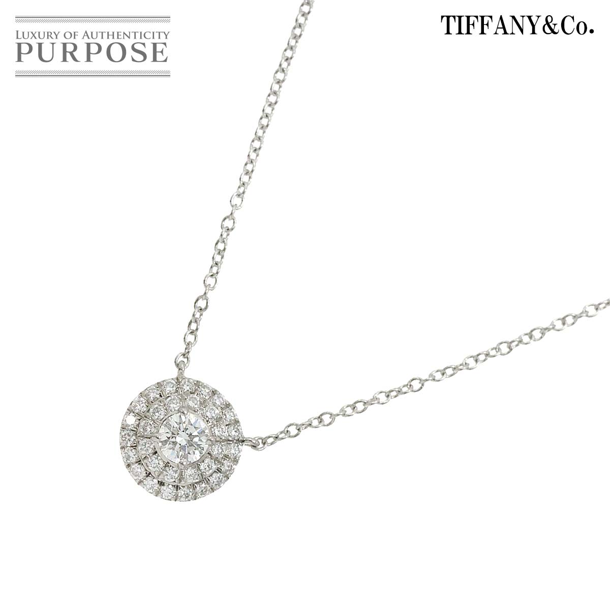 【新品同様】 ティファニー TIFFANY&CO. ソレスト ダイヤ ネックレス 41cm Pt プラチナ Soleste Diamond Necklace【中古】
