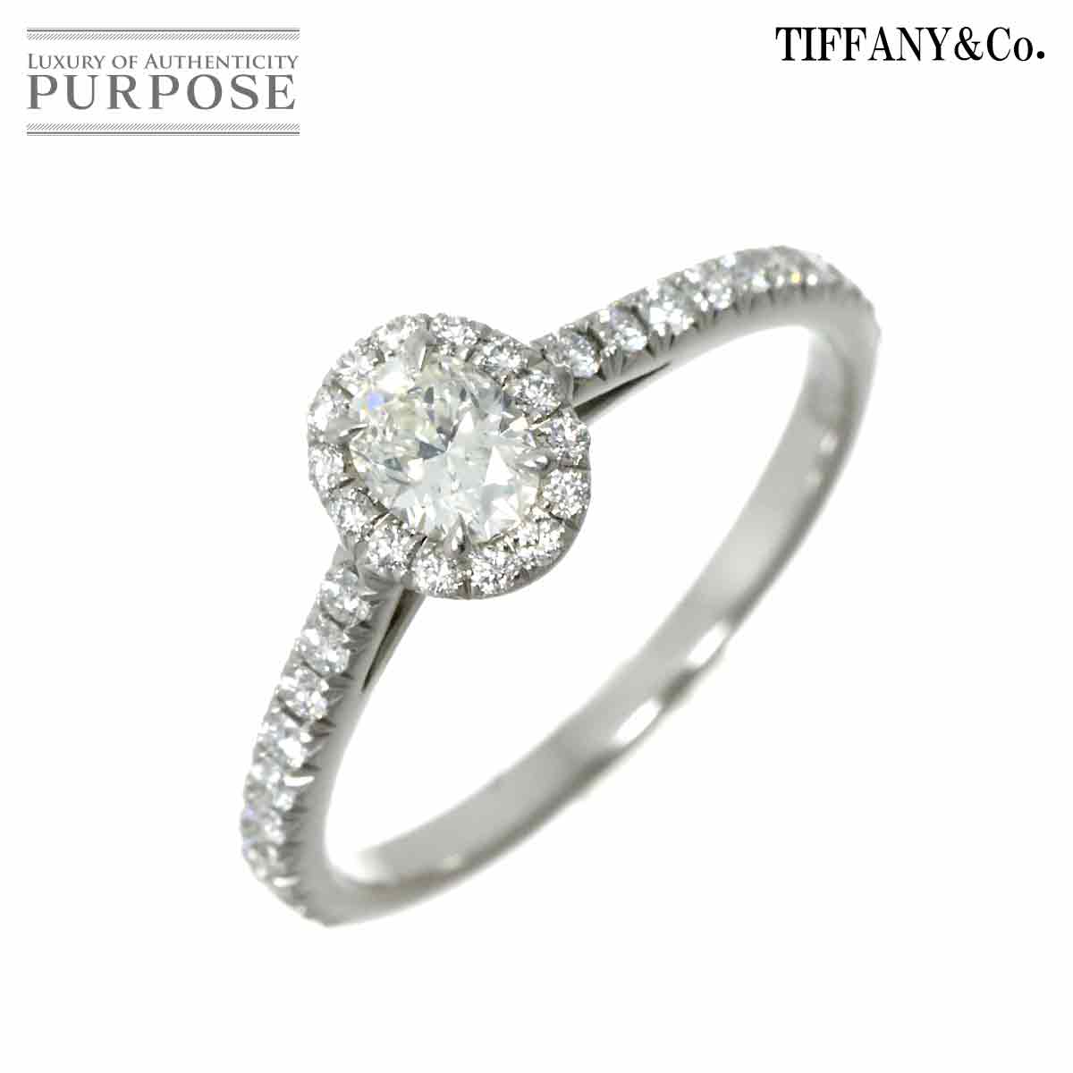 【新品同様】 ティファニー TIFFANY&CO. ソレスト ダイヤ 0.24ct H/VS1/3EX 9号 リング Pt プラチナ 指輪 Diamond Ring【鑑定書付き】【中古】