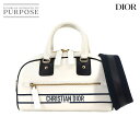 【未使用 展示品】 クリスチャン ディオール Chiristian Dior ヴァイブ スモール ボウリング バッグ 2way ハンド ショルダー レザー ホワイト ネイビー M6209OOBR Vibe Bowling Bag 【中古】