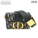 【新品同様】 クリスチャン ディオール Christian Dior オブリーク 30 モンテーニュ ボックス ショルダー バッグ レザー キャンバス ネイビー M9204UTZQ 30 Montaigne Box Bag 【中古】