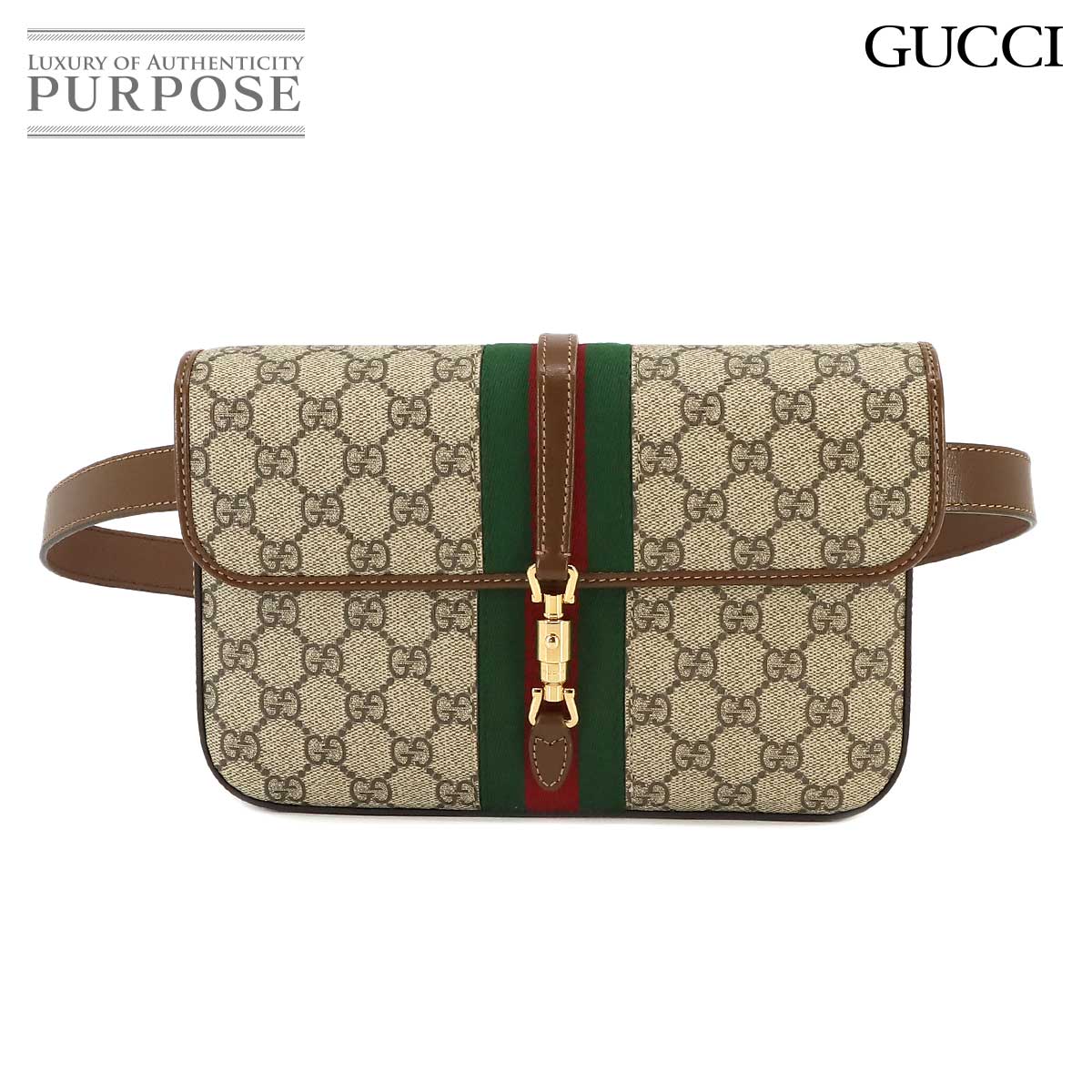 【未使用 展示品】 グッチ GUCCI ジャッキー1961 GGスプリーム ベルト バッグ ウエスト ポーチ レザー ベージュ ブラウン 699930 ゴールド 金具 Jackie1961 Belt Bag 【中古】