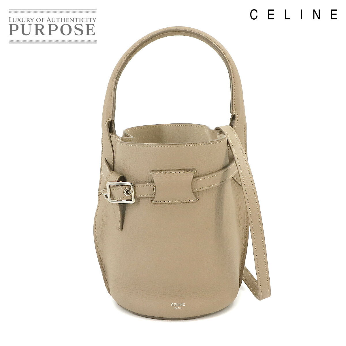 【未使用 展示品】 セリーヌ CELINE ビッグバッグ ナノ バケット 2way ハンド ショルダー バッグ レザー ベージュ 187243A4U シルバー 金具 Big Bag Nano Bucket 【中古】