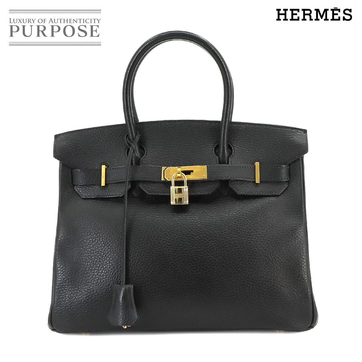 エルメス HERMES バーキン30 ハンド バッグ アルデンヌ ブラック □E刻印 ゴールド 金具 Birkin 30 【中古】