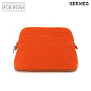 【未使用 展示品】 エルメス HERMES ボリード ポーチ ミニ コットンキャンバス レザー オレンジ シルバー 金具 Bolide Pouch 【中古】