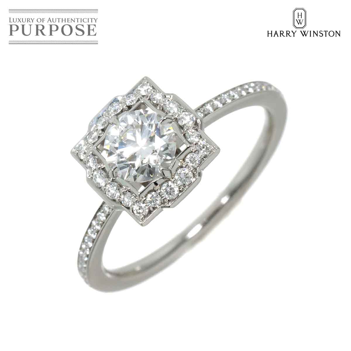 【新品同様】 ハリーウィンストン HARRY WINSTON ベル エンゲージメント ダイヤ 0.50ct D/VS1/3EX 9号 リング Pt 指輪 Diamond Ring【証明書 鑑定書付き】【中古】