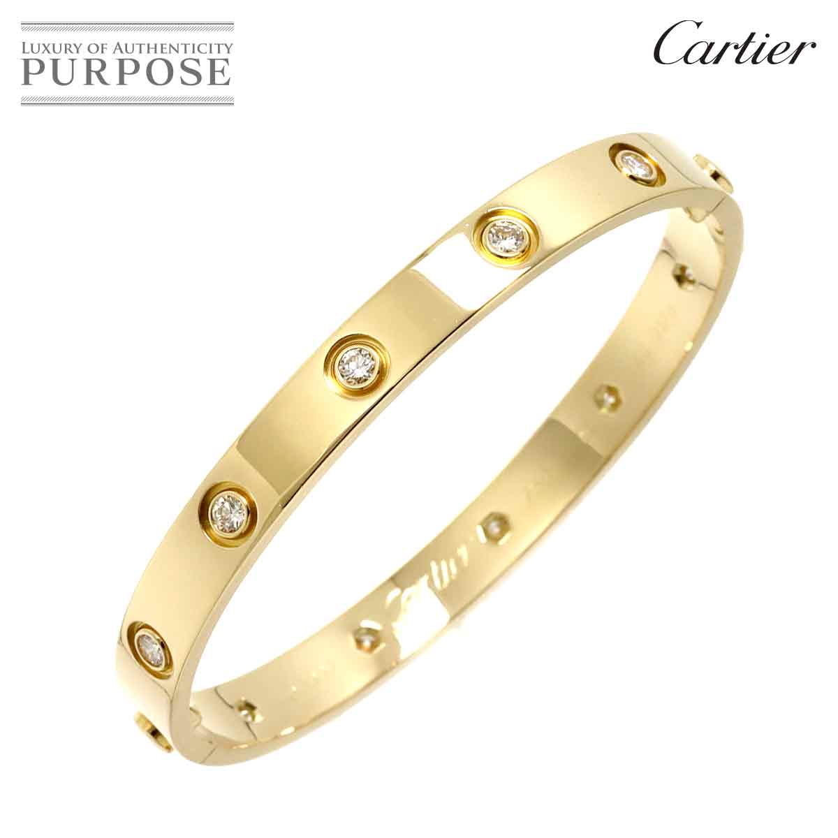 【新品同様】 カルティエ Cartier ラブ ブレス フル ダイヤ 10P #16 K18 YG イエローゴールド 750 ブレスレット バングル Love Bracelet【中古】のサムネイル