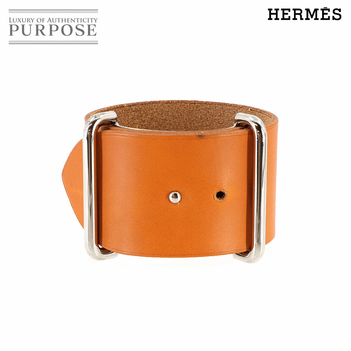 【新品同様】 エルメス HERMES アピ GM ブレスレット レザー ブラウン シルバー 金具 アクセサリー Hapi GM Bracelet 【中古】