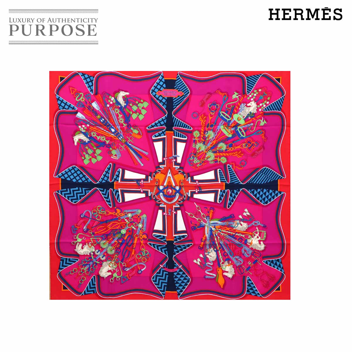  エルメス HERMES カレ 90 大判 BOUQUETS SELLIER 鞍職人の花束 シルク 100% マルチカラー Carre Scarf 