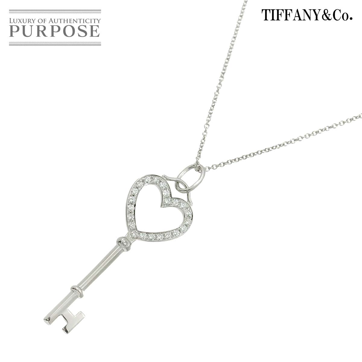 【新品同様】 ティファニー TIFFANY&Co. ハートキー ダイヤ 0.25ct ネックレス 40cm K18 WG Pt ホワイトゴールド プラチナ 750 Necklace【中古】